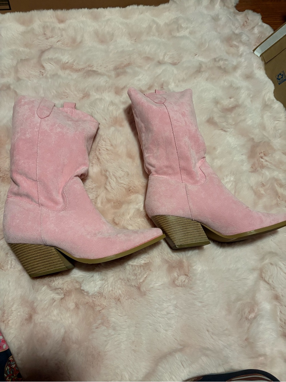 Women’s Pink Suede Mid-Calf Western Boots